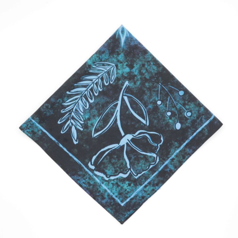 Petite Fular - Midnight Flora %50 ipek - %50 pamuk